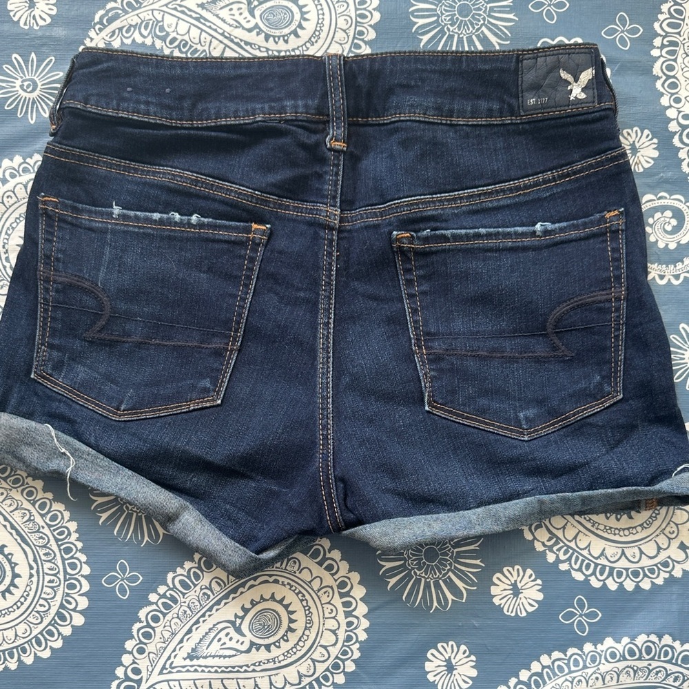 American Eagle Outfitters Women's Dark Blue Jean Shorts - Picture 4 of 4